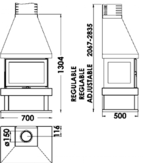 EEK A Kaminofen Panadero Canada EcoDesign - 5,9 kW