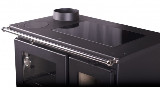 EEK A+ Premium-Holzherd, Beistellherd CS INOX links (Cerankochfeld + Edelstahlbackfach) -7,7 kW