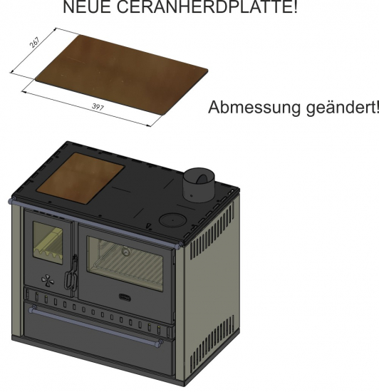 Wasserführender Premium-Küchenofen Holzherd GT W10 creme !Cerankochfeld!+!Edelstahlbackfach!-Dauerbrandherd - 13,3kW