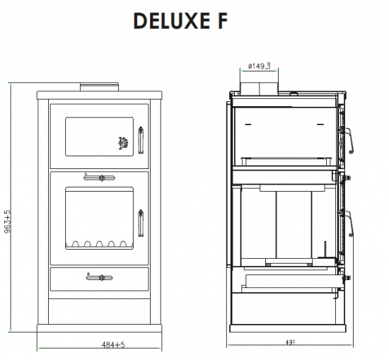 EEK A Kaminofen mit Backfach Victoria Deluxe F schwarz– 11kW