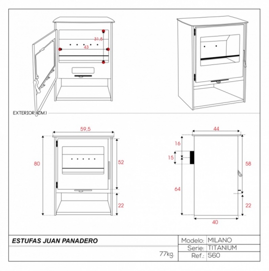 EEK A+ Kaminofen Juan Panadero MILANO - 8kW