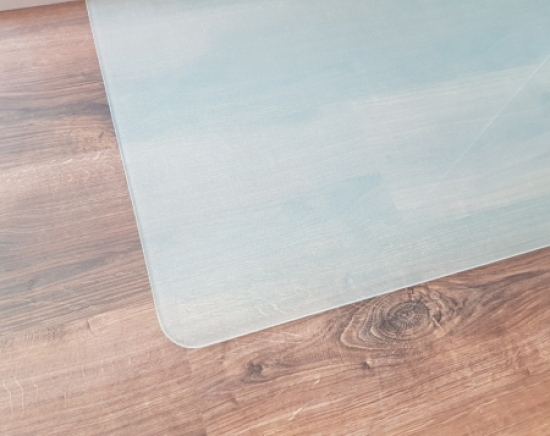 Rechteck *Frosty* 100x50cm abgerundet - Milchglas Funkenschutzplatte Kaminbodenplatte Glasplatte