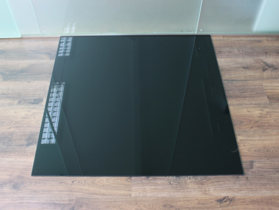 Quadrat 100x100cm Glas schwarz - Funkenschutzplatte Kaminbodenplatte Glasplatte Ofenplatte