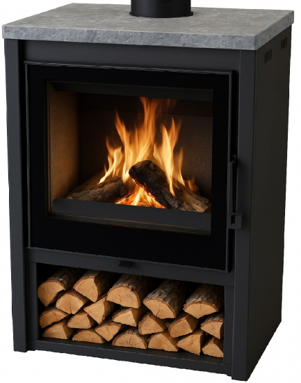 EEK A Kaminofen Granada S LUX Naturstein, ext. Zuluft, schwarz - 6,8 kW