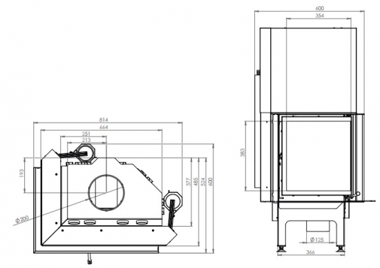 EEK A+ - Eck-Kamineinsatz HITZE Albero AL11LG.H DECO mit Schiebetür, Seitenglas links -11kW