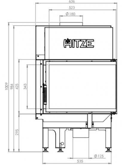 EEK A - Eck-Kamineinsatz HITZE Albero AL9R.H DECO mit Seitenglas rechts - 9kW