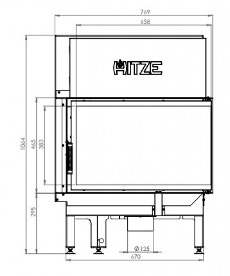 EEK A+ - Eck-Kamineinsatz Albero AL14R.H DECO mit Seitenglas rechts -14kW