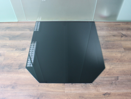 Sechseck 100x100cm Glas schwarz - Funkenschutzplatte Kaminbodenplatte Glasplatte Ofenplatte