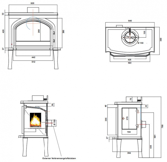 EEK A+ - Guss-Kaminofen Globe Fire Uranus - 7kW