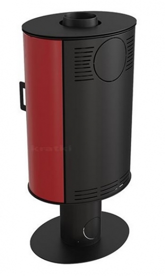 *EEK A - Kaminofen Kratki KOZA AB S N mit Standfuß und roten Kacheln - 8 kW