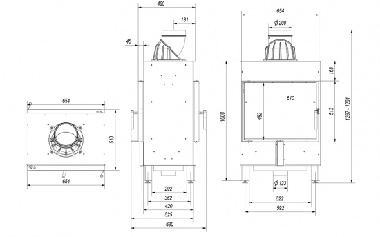EEK A - Tunnel-Kamineinsatz Kratki LUCY/12/T mit 12 kW