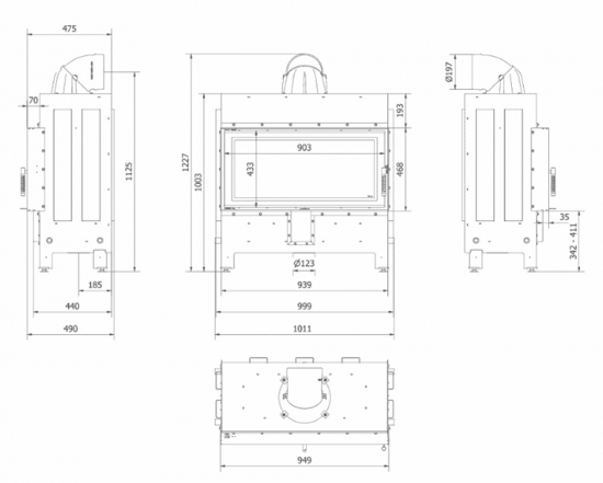 EEK A+ Kamineinsatz Kratki LUCY mit 16kW