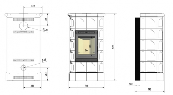 *EEK A - Design-Kachelkamin Kratki BLANKA mit Kacheln in creme - 8 kW
