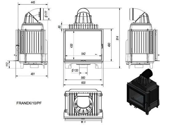*EEK A - Gusskamineinsatz Kratki FRANEK 10 kW