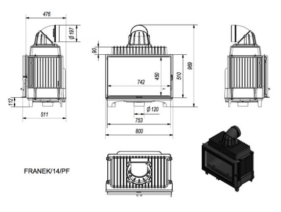 EEK A - Gusskamineinsatz Kratki FRANEK 14 kW