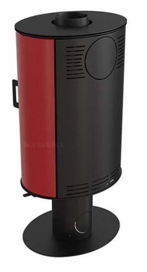*EEK A - 360° drehbarer Kaminofen Kratki KOZA AB S NO mit roten Kacheln - 8 kW