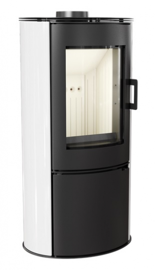 *EEK A - Kaminofen Kratki KOZA AB S mit weißen Kacheln und Holzfach - 8 kW