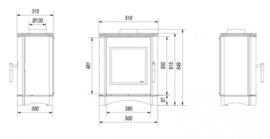 *EEK A - Kaminofen Kratki KOZA Vega mit Glasfront, RR 130 mm - 6 kW