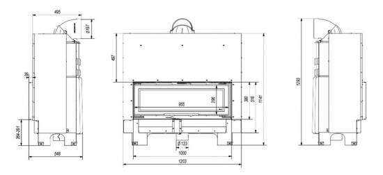 EEK A - Extra breiter Kamineinsatz Kratki MB 100 mit Hebetür mit 14 kW