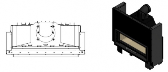 EEK A - Extra breiter Kamineinsatz Kratki MB 100 mit Hebetür mit 14 kW
