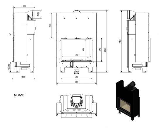*EEK A - Kamineinsatz Kratki MBA 17 mit Schiebetür - 17 kW