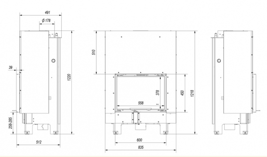 EEK A+ - Wasserführender Kamineinsatz Kratki MBM 10 PW mit Schiebetür - 12 kW