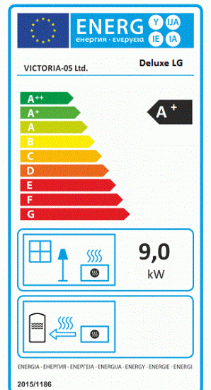 EEK A+ Kaminofen Victoria Deluxe LG schwarz 9 kW