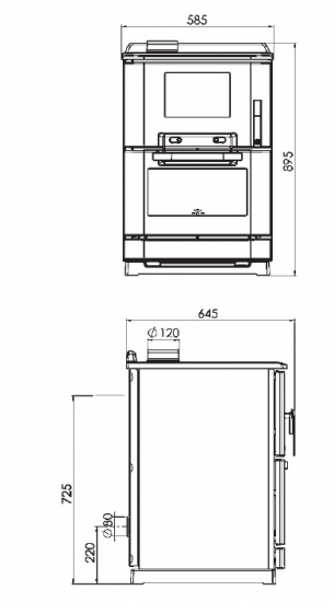 EEK A+ Küchenofen Beistellherd Plamen Calorex 100 mit ext. Zuluft - 7,5kW