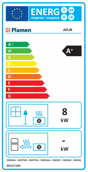 EEK A+ Gusskaminofen Plamen Julia gussgrau emailliert + Herdplatte - 8kW