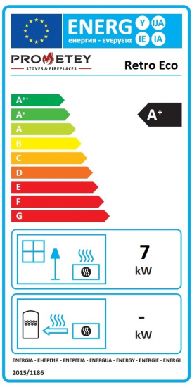 EEK A+ Küchenofen Holzherd Retro ECO schwarz, rechte Version - 7 kW Dauerbrandherd