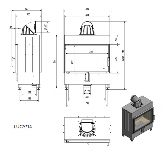 *EEK A - Kamineinsatz Kratki Lucy 14 mit 14 kW