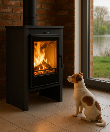 EEK A - Kaminofen LUNA LH Lux schwarz - 9,7kW