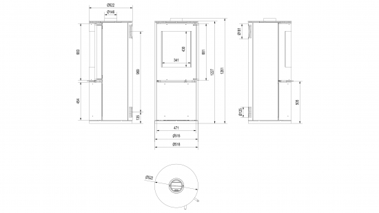*EEK A+ Kreisrunder Kaminofen Kratki PICARD - 9kW