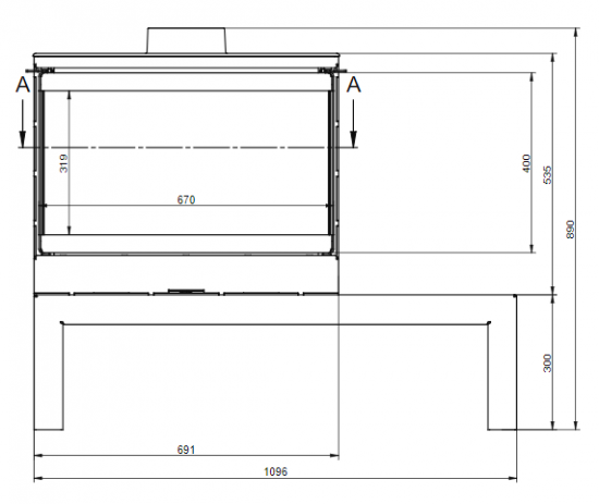 EEK A+ 3seitiger Kaminofen DORAKO STO MAX 14 3F ECODESIGN - 8,5 kW