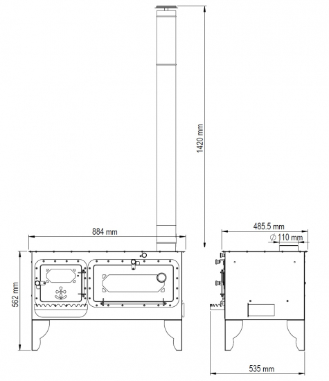 [B-Ware B3] XL Garten-Backofen "Elise XL" mit Kochstelle Gartenküche Holzbackofen Pizza-/Brotbackofen