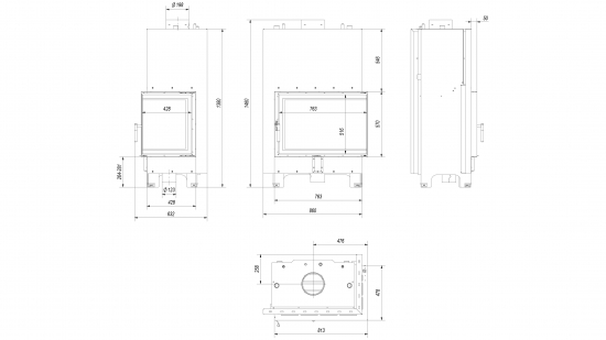 *EEK A+ Wasserführender Eck-Kamineinsatz Kratki MBA PW 17 rechts BS mit Klapptür - 17kW