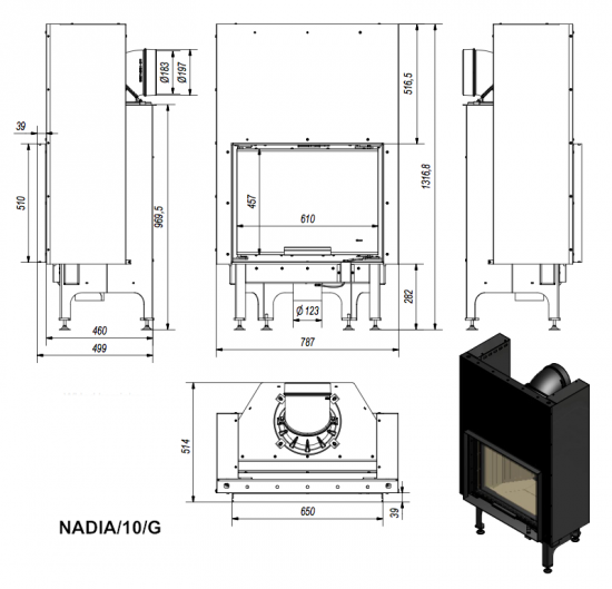 EEK A - Kamineinsatz Kratki Nadia 10 mit Schiebetür - 10 kW