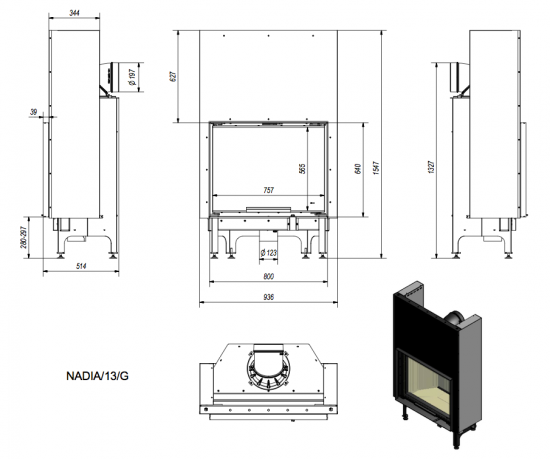 *EEK A - Kamineinsatz Kratki Nadia 13 mit Schiebetür - 13 kW