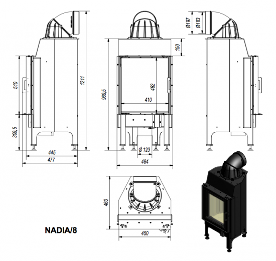 *EEK A - Kamineinsatz Kratki Nadia 8 mit 7 kW