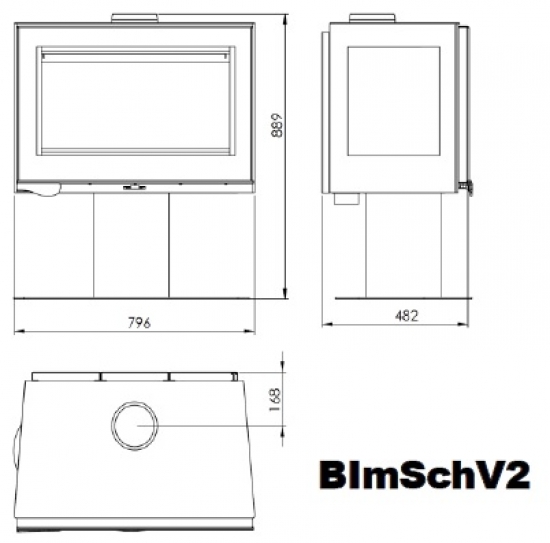 EEK A 3-Scheiben-Design-Kaminofen Panadero HARMONIE EcoDesign -7,2kW raumluftunbah.