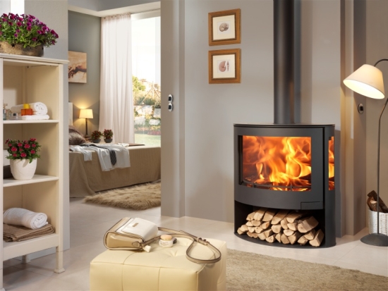 EEK A 3-Scheiben-Design-Kaminofen Panadero IRIS EcoDesign + ext. Zuluft - 7,8kW