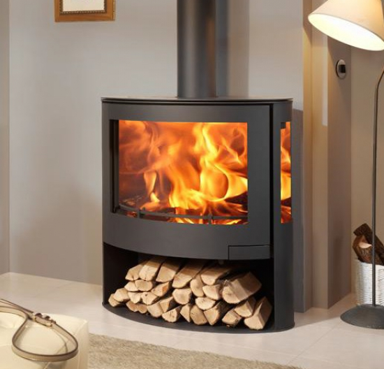 EEK A 3-Scheiben-Design-Kaminofen Panadero IRIS EcoDesign + ext. Zuluft - 7,8kW