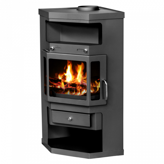 EEK A Eck-Kaminofen Victoria Panama, schwarz, dauerbrandfähig – 9kW