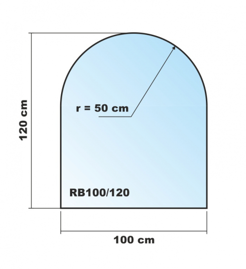 Rundbogen 100x120cm - Funkenschutzplatte Kaminbodenplatte Glasplatte
