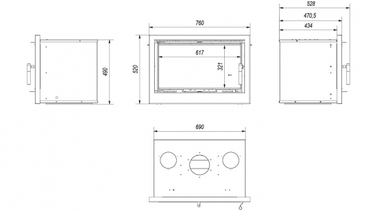 *EEK A+ - Kamineinsatz Kaminkassette Kratki Arke 8 mit 8 kW mit Warmluftgebläse