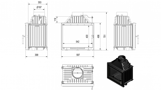 *EEK A Guss-Kamineinsatz Kratki MAJA/DECO - 8kW + BIMSCHV II