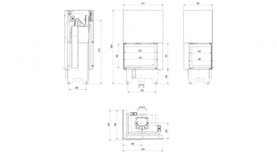 EEK A+ ECK-Kamineinsatz Kratki VNL/700/480 links mit Schiebetür - 12 kW