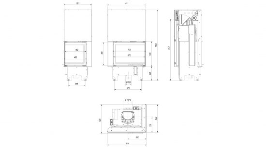 EEK A+ ECK-Kamineinsatz Kratki VNP/700/480 rechts mit Schiebetür - 12 kW