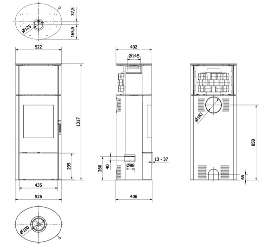EEK A Kaminofen Kratki ROLLO mit AKKUMULATOR-Wärmespeicher - 7 kW