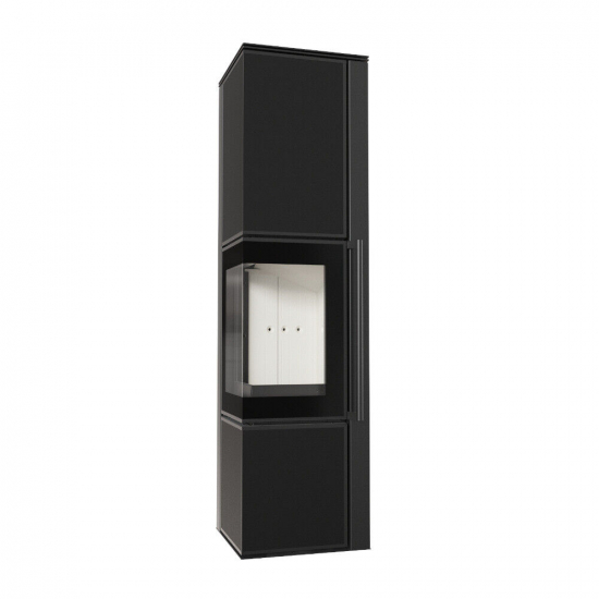 *EEK A Eck-Kaminofen Kratki TORA/L mit Quarzsinter Nero Assoluto mit 8kW
